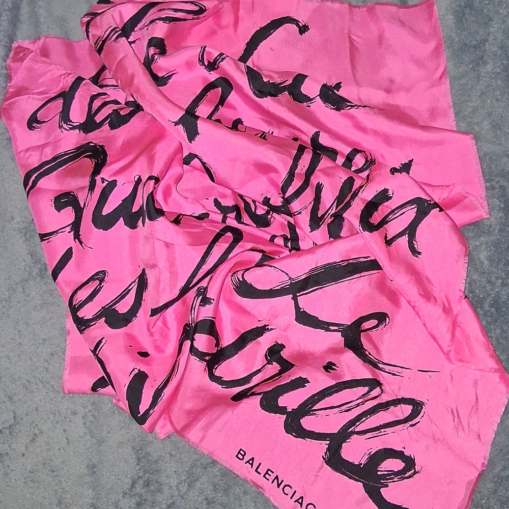 Balenciaga Pink Script Scarf